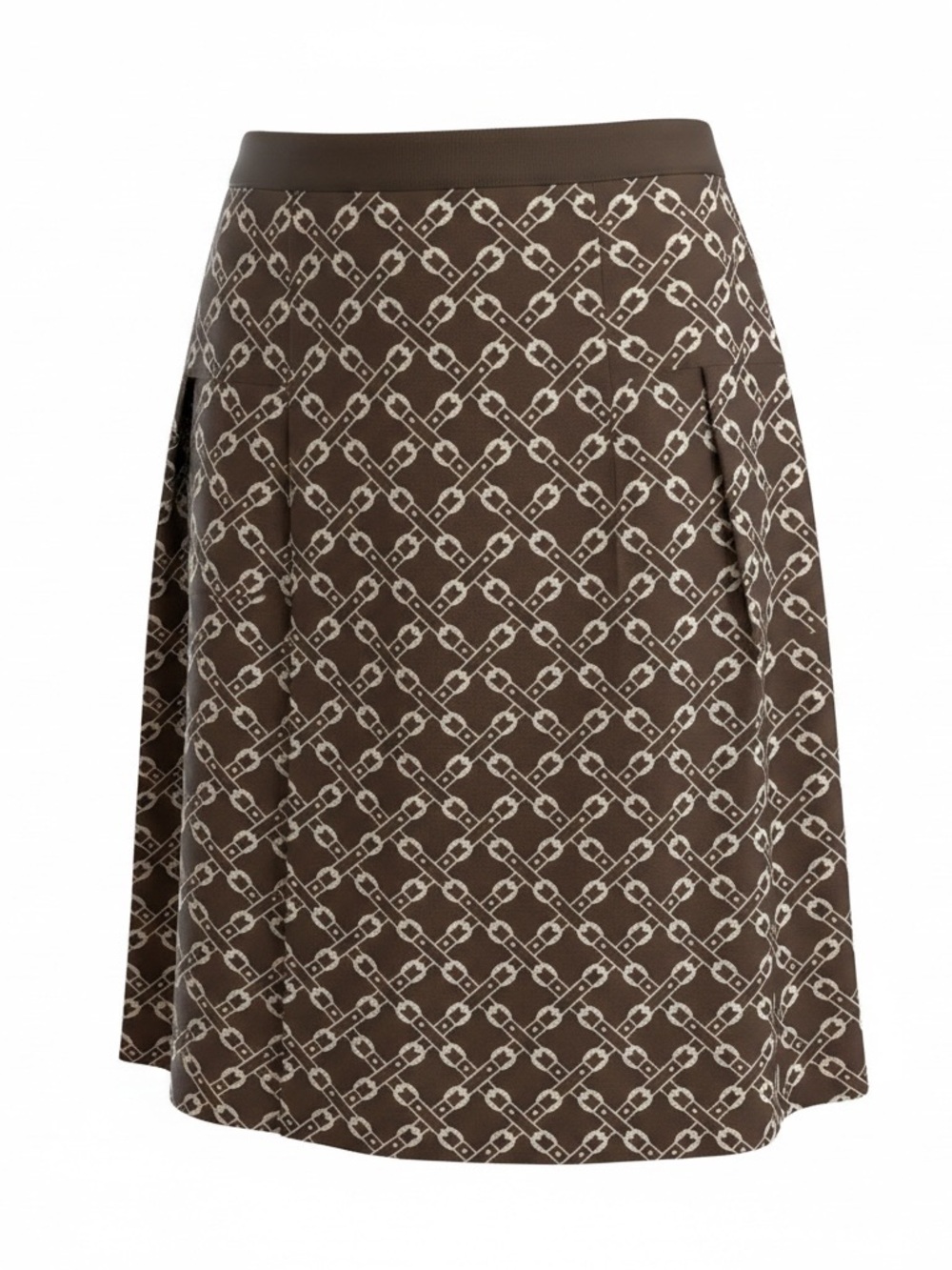 J Crew Equestrian Buckle Print Silk Pleated Skirt Size 2